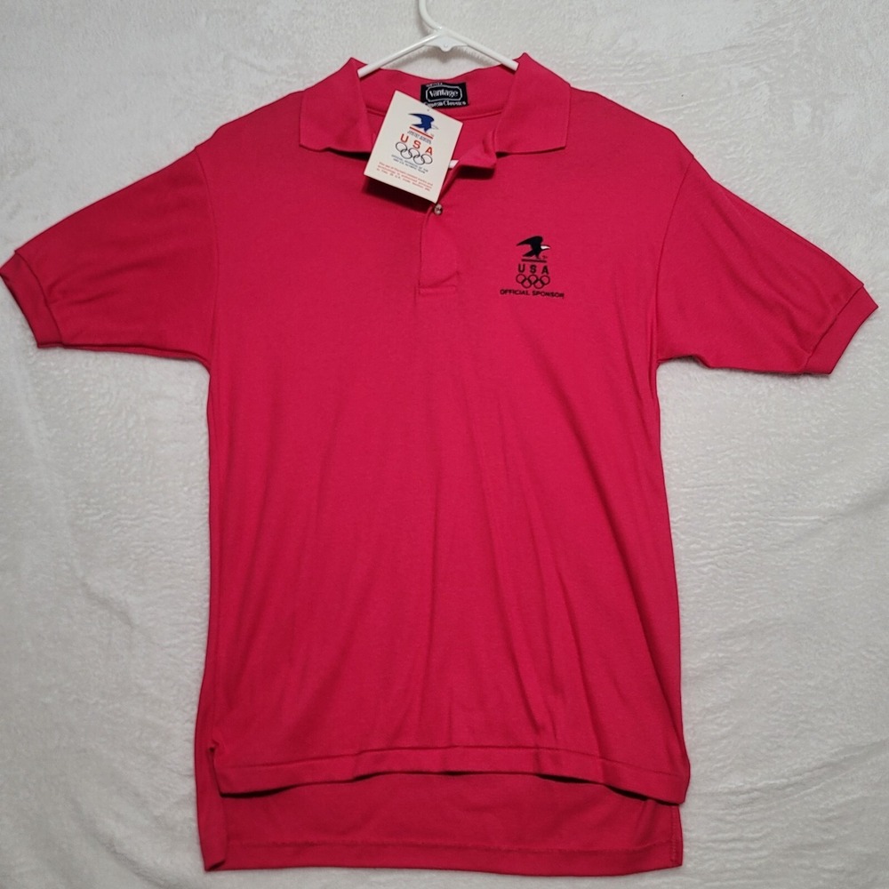 VINTAGE Vantage Men's Polo Shirt Size Medium 1992 USA Olympics Red